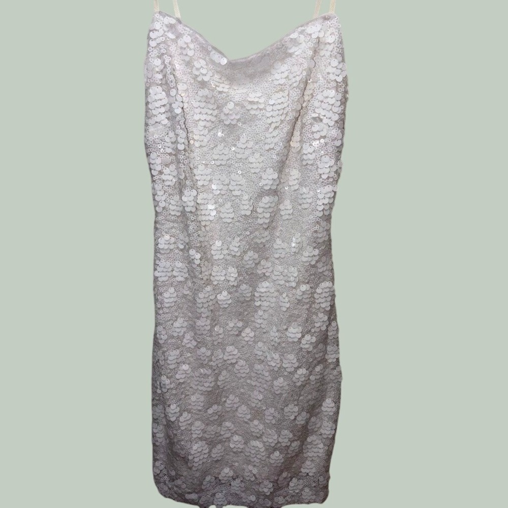 Guess Los Angeles White Sequin Mini Dress Lace Up Back Size 0